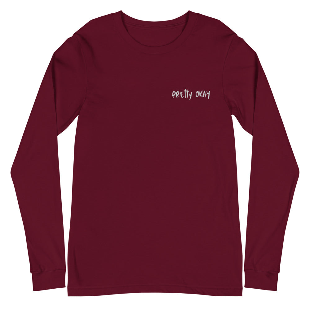 Pretty okay Embroidered Finnish Long Sleeve Tee - Finnish long sleeve tee from Very Finnish Problems