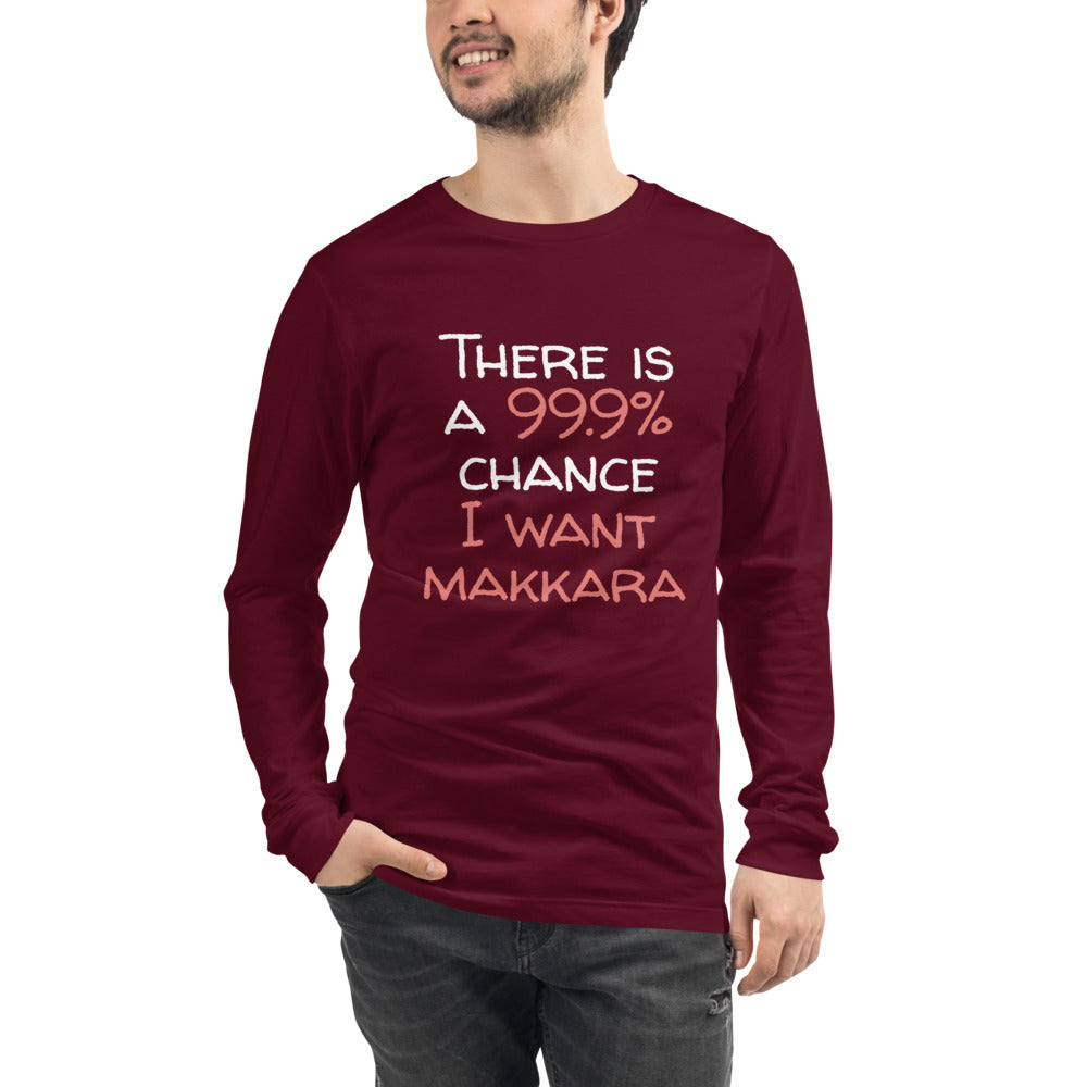 99.9 chance of makkara Finnish Long Sleeve Tee - Finnish long sleeve tee from Very Finnish Problems
