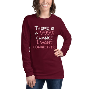 99.9 chance of lohikeitto Unisex Long Sleeve Tee