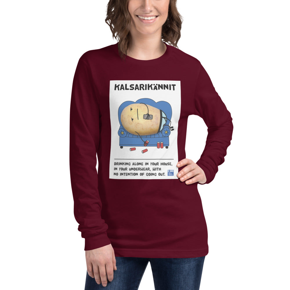 Kalsarikännit Finnish Humour Long Sleeve Tee - alternate view - Very Finnish Problems