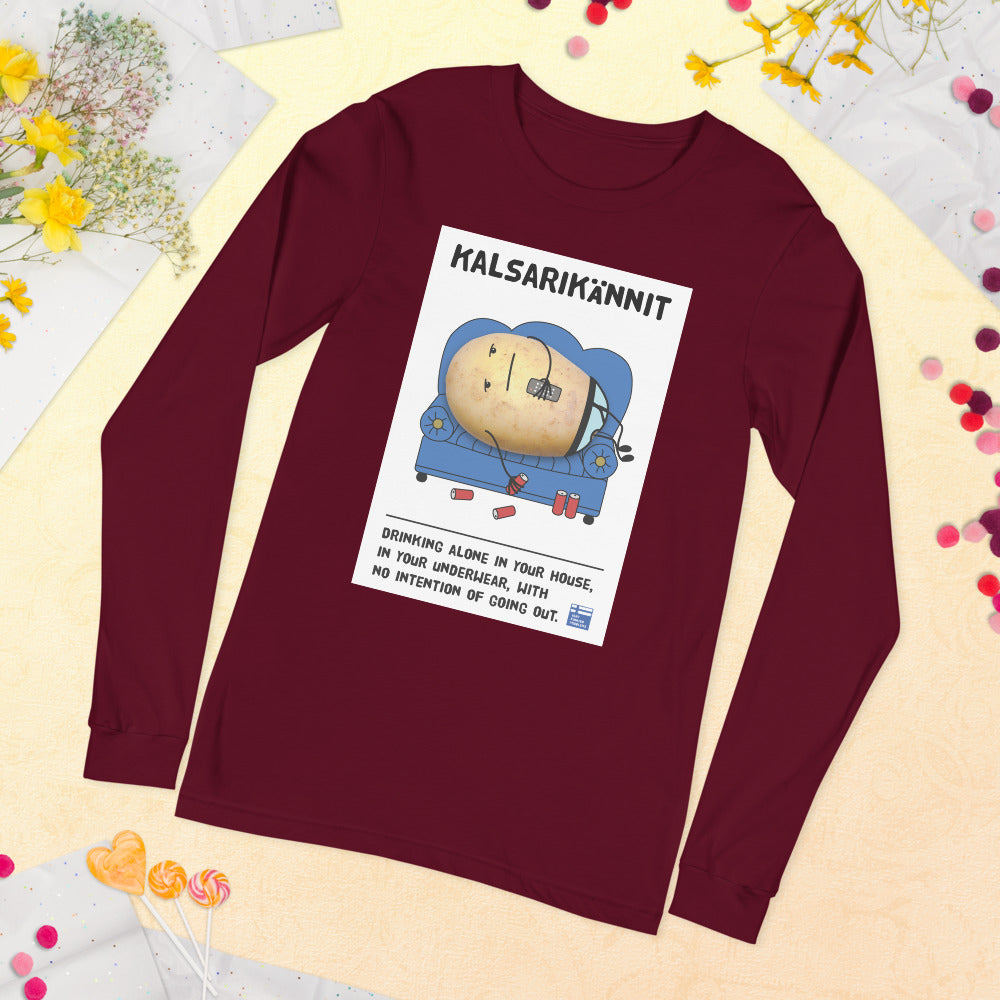Kalsarikännit Finnish Humour Long Sleeve Tee - alternate view - Very Finnish Problems