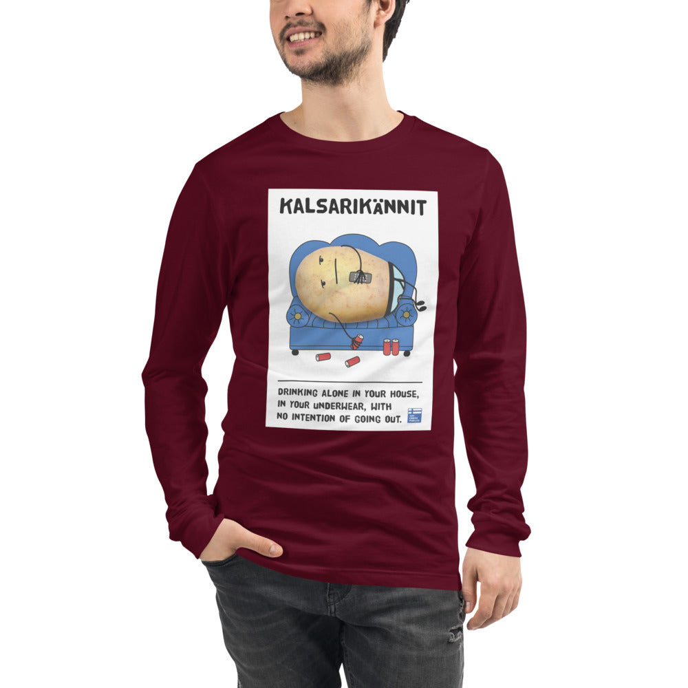 Kalsarikännit Finnish Humour Long Sleeve Tee - Finnish long sleeve tee from Very Finnish Problems
