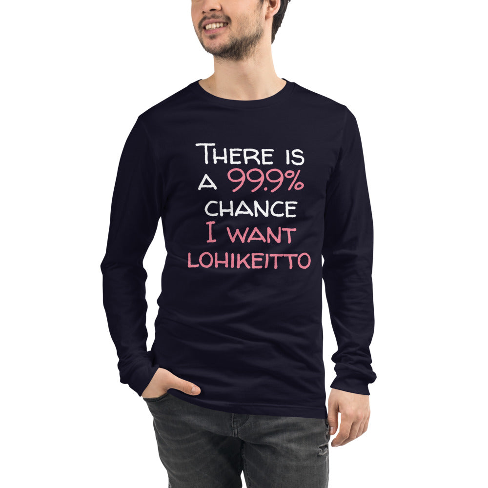 99.9 chance of lohikeitto Finnish Long Sleeve Tee - alternate view - Very Finnish Problems