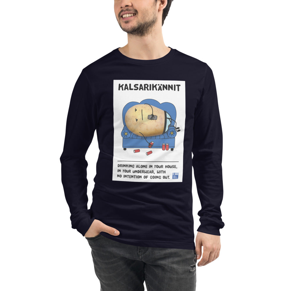 Kalsarikännit Finnish Humour Long Sleeve Tee - Finnish long sleeve tee from Very Finnish Problems
