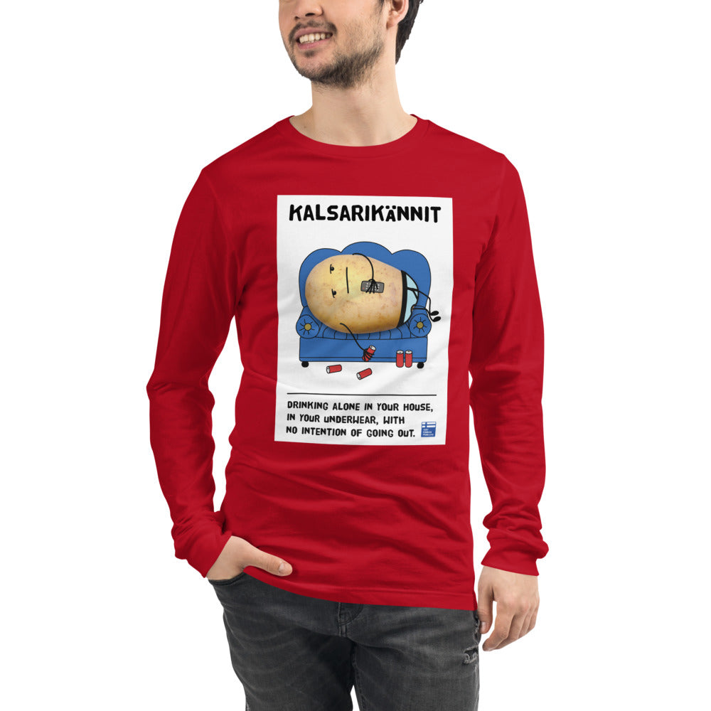 Kalsarikännit Finnish Humour Long Sleeve Tee - Finnish long sleeve tee from Very Finnish Problems