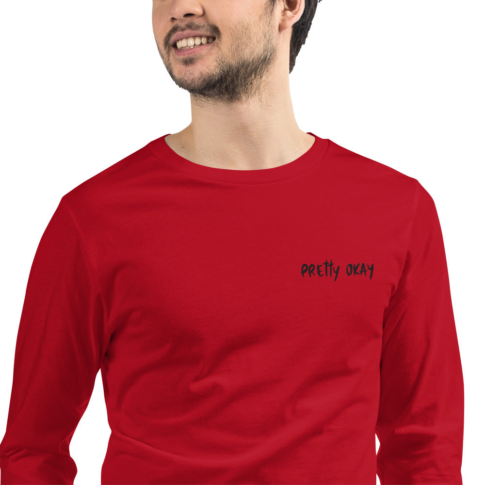 Pretty okay Embroidered Finnish Long Sleeve Tee - Finnish long sleeve tee from Very Finnish Problems