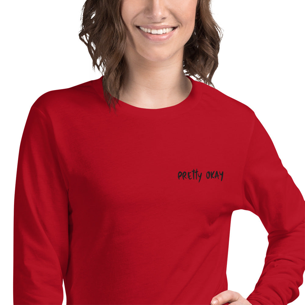 Pretty okay Embroidered Finnish Long Sleeve Tee - Finnish long sleeve tee from Very Finnish Problems