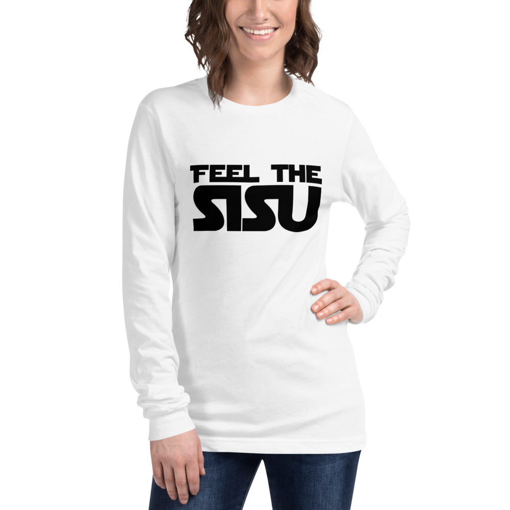 Feel the sisu Finnish long sleeve t-shirt detail - Very Finnish Problems official merchandise