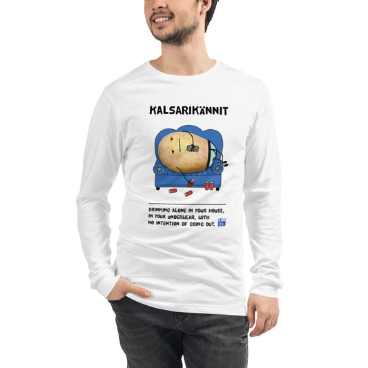 Kalsarikännit Finnish Humour Long Sleeve Tee - Very Finnish Problems official long sleeve tee
