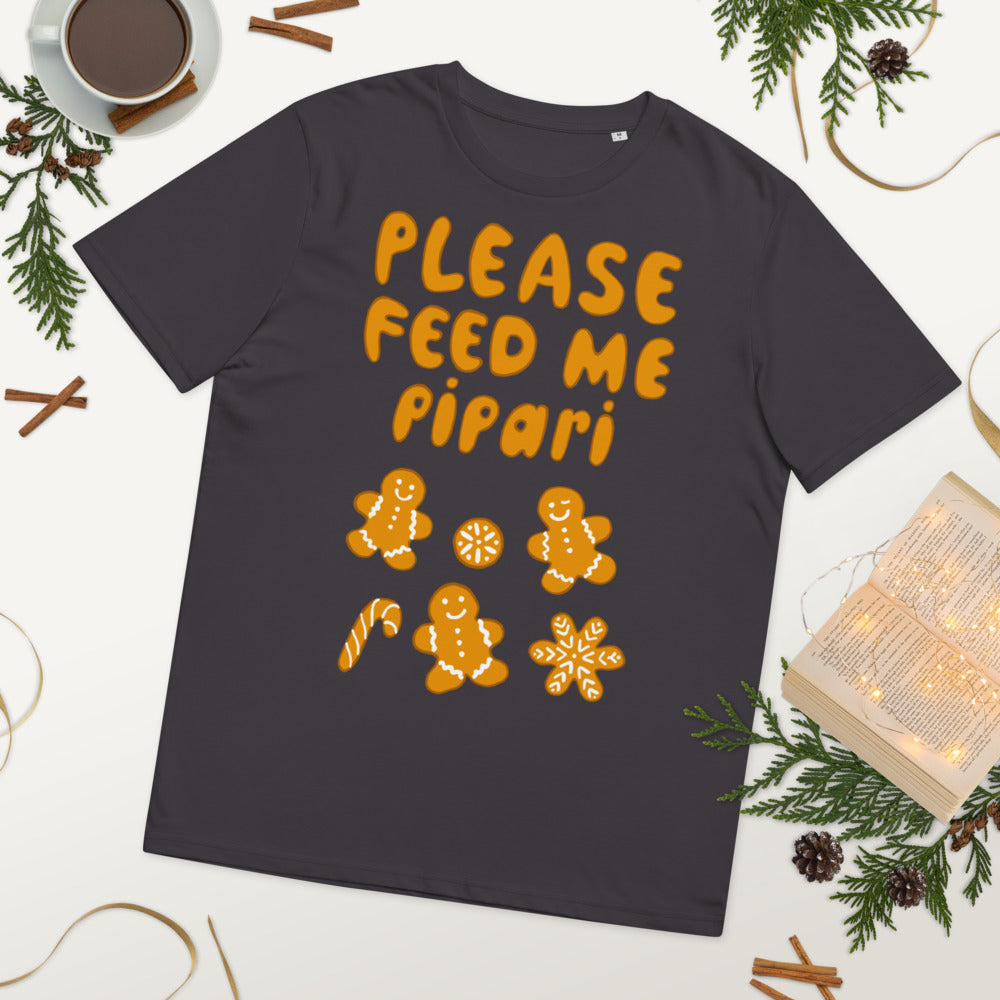 Feed me pipari Finnish Organic Holiday T-Shirt - Finnish t-shirt from Very Finnish Problems