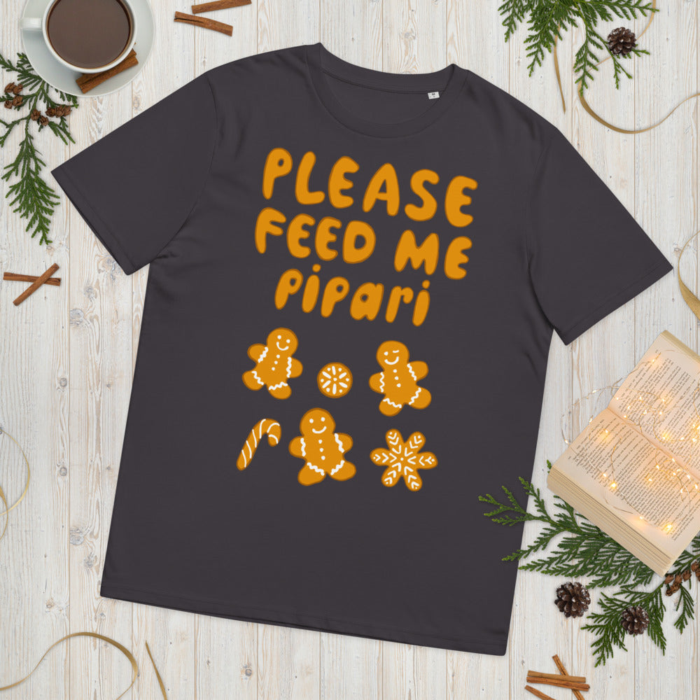 Feed me pipari Finnish Organic Holiday T-Shirt - Finnish t-shirt from Very Finnish Problems