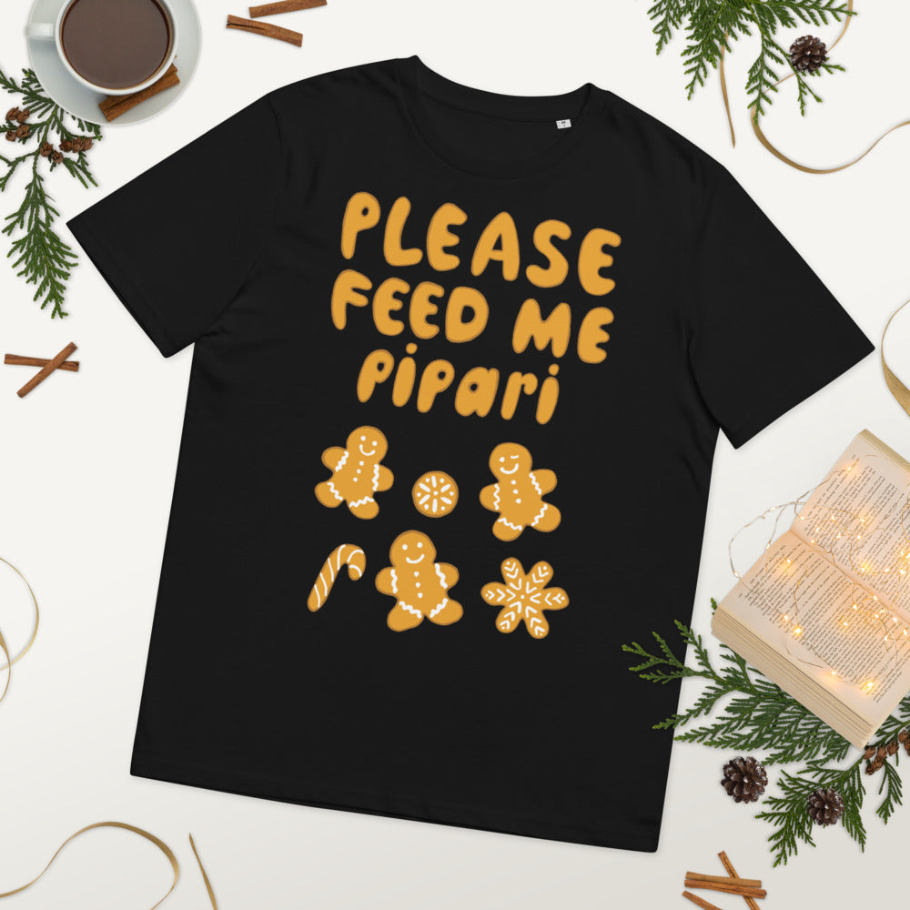 Feed me pipari Finnish Organic Holiday T-Shirt - Finnish t-shirt from Very Finnish Problems
