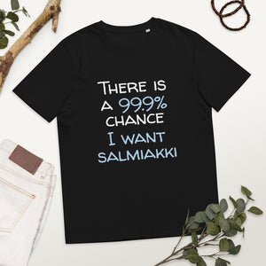99.9 chance of salmiakki organic cotton t-shirt
