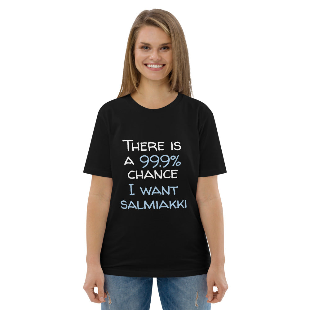 99.9 chance of salmiakki Finnish Organic T-Shirt - Finnish t-shirt from Very Finnish Problems