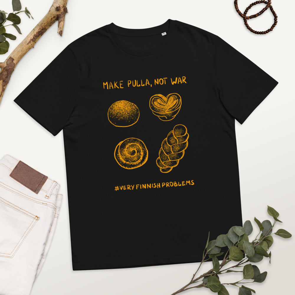 Make pulla not war Finnish Organic Food T-Shirt - alternate view - Very Finnish Problems