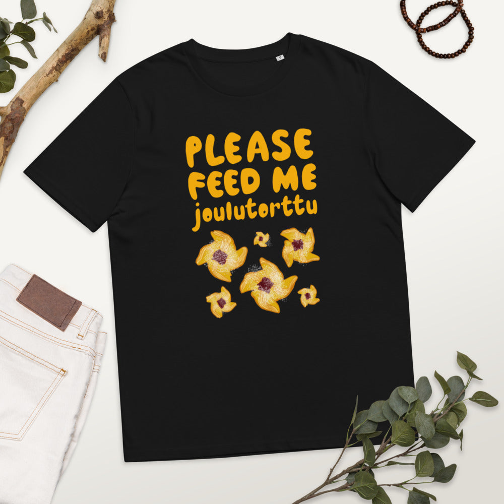 Feed me joulutorttu Finnish Organic T-Shirt - Very Finnish Problems official t-shirt