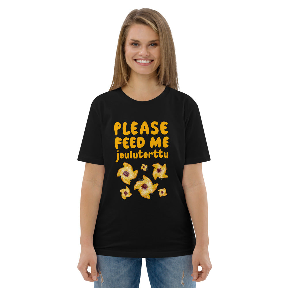 Feed me joulutorttu Finnish Organic T-Shirt - alternate view - Very Finnish Problems