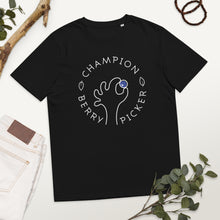 Load image into Gallery viewer, Champion blueberry picker Unisex organic cotton t-shirt

