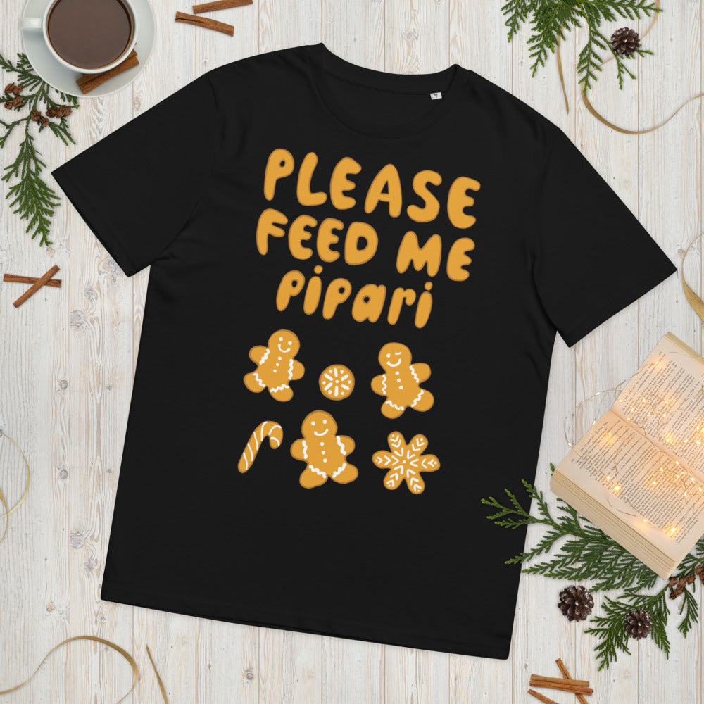 Feed me pipari Finnish Organic Holiday T-Shirt - Very Finnish Problems official t-shirt