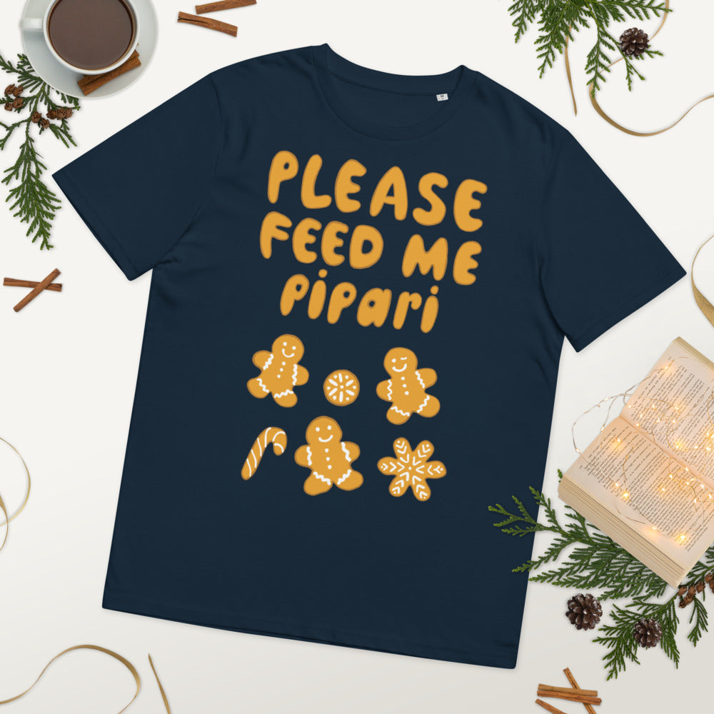Feed me pipari Finnish Organic Holiday T-Shirt - Finnish t-shirt from Very Finnish Problems
