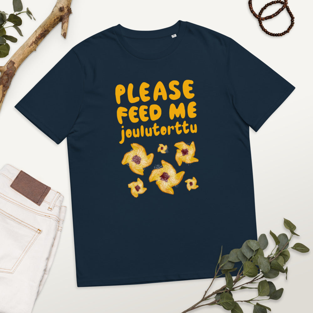 Feed me joulutorttu Finnish Organic T-Shirt - Finnish t-shirt from Very Finnish Problems