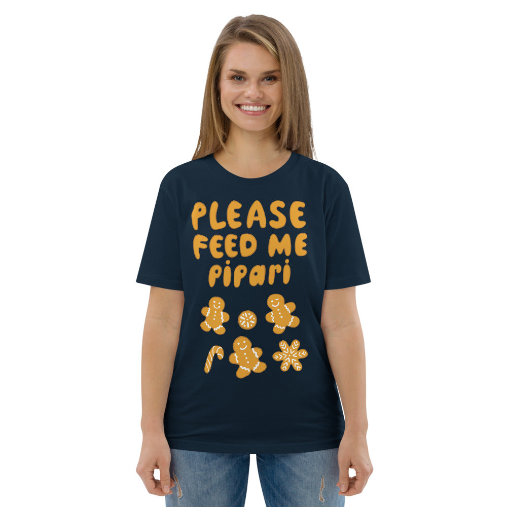 Feed me pipari Finnish Organic Holiday T-Shirt - alternate view - Very Finnish Problems