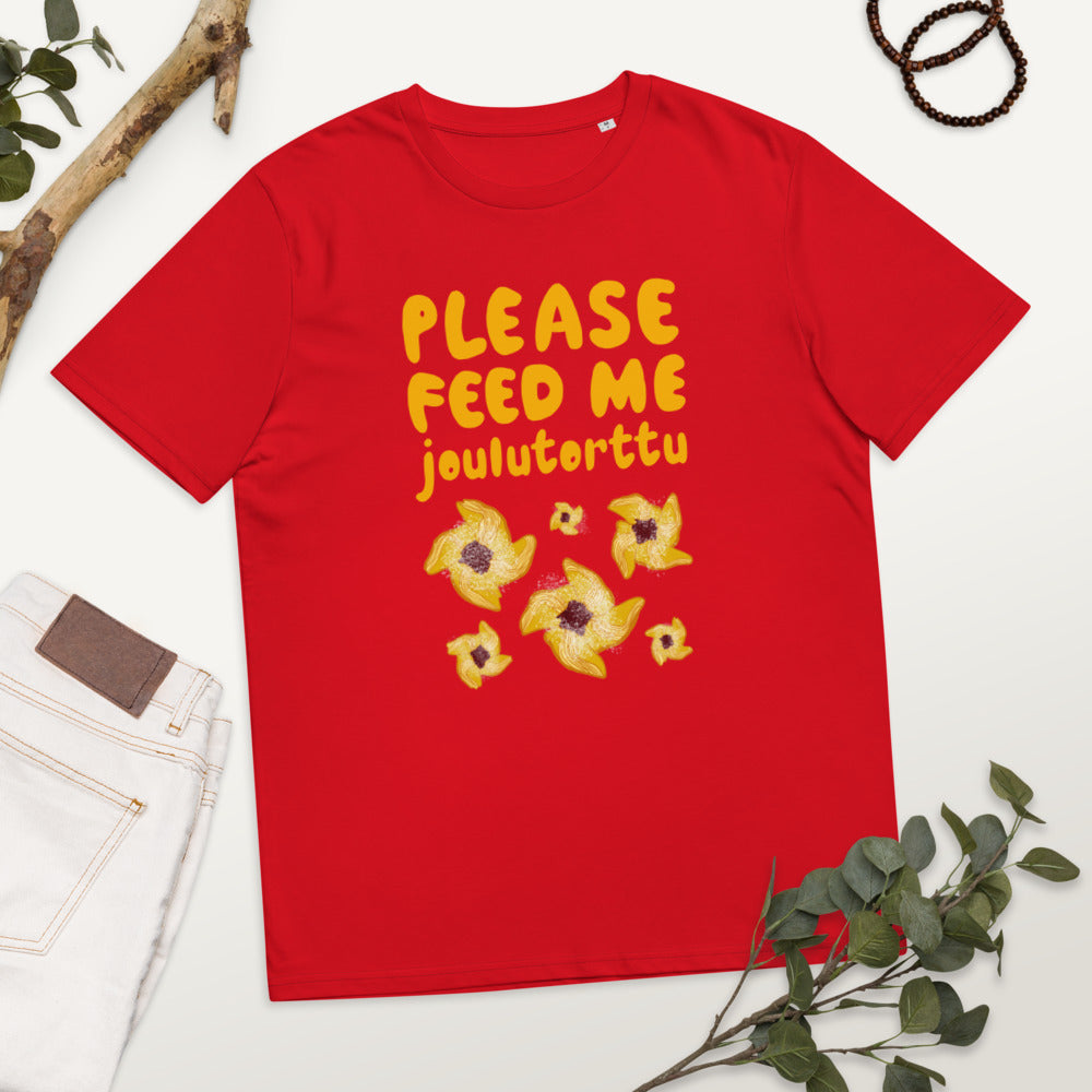 Feed me joulutorttu Finnish Organic T-Shirt - Finnish t-shirt from Very Finnish Problems