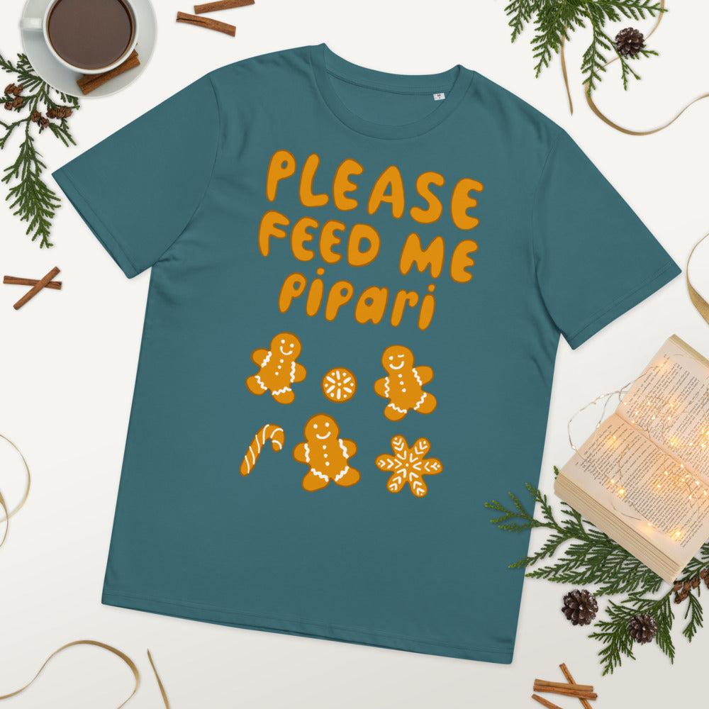 Feed me pipari Finnish Organic Holiday T-Shirt - Finnish t-shirt from Very Finnish Problems