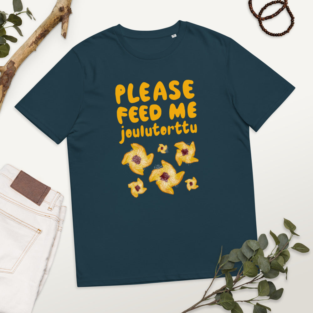 Feed me joulutorttu Finnish Organic T-Shirt - Finnish t-shirt from Very Finnish Problems