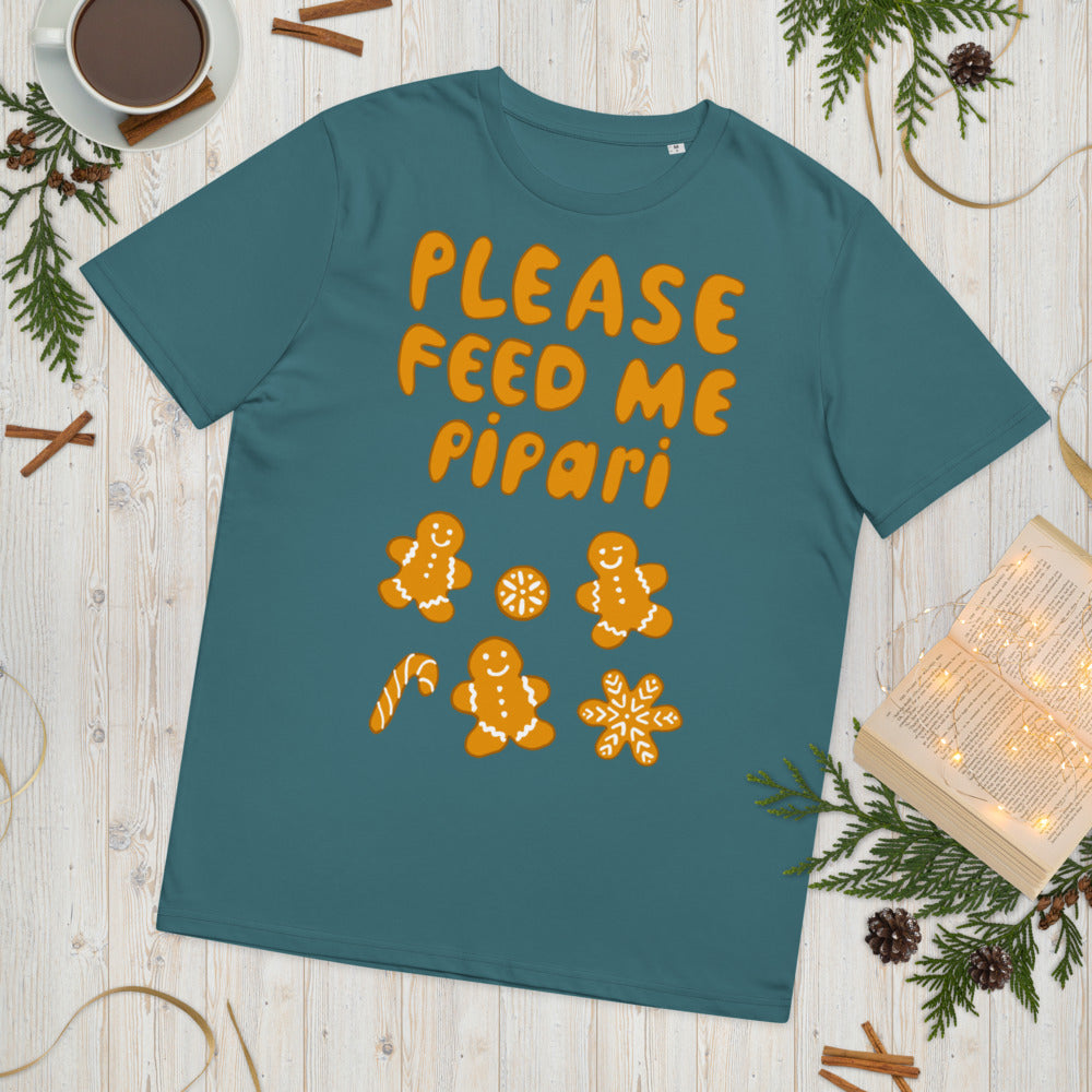 Feed me pipari Finnish Organic Holiday T-Shirt - Finnish t-shirt from Very Finnish Problems