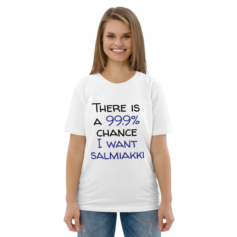 99.9 chance of salmiakki Finnish Organic T-Shirt - Finnish t-shirt from Very Finnish Problems