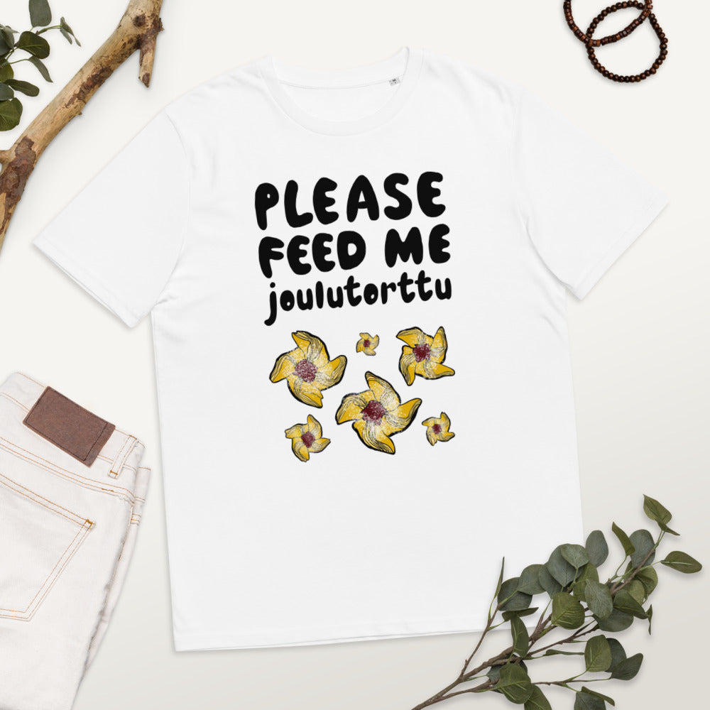Feed me joulutorttu Finnish Organic T-Shirt - Finnish t-shirt from Very Finnish Problems