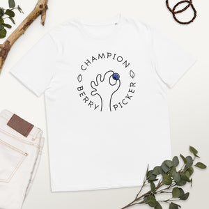 Champion blueberry picker Unisex organic cotton t-shirt