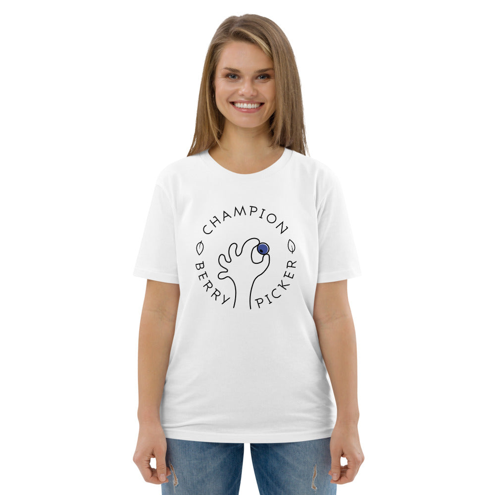 Champion blueberry picker Finnish Organic T-Shirt - alternate view - Very Finnish Problems