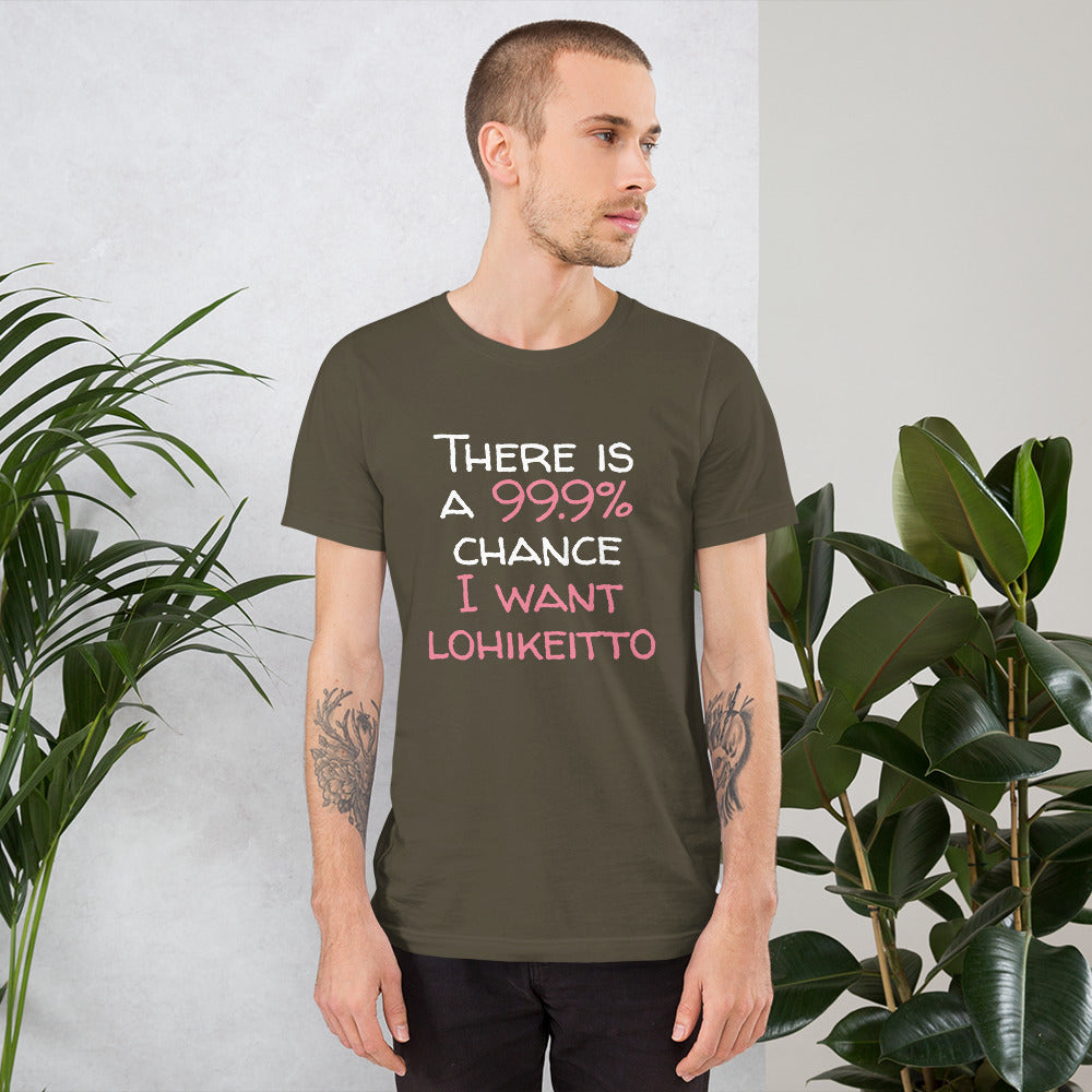 99.9. chance of lohikeitto Finnish Food T-Shirt - Finnish t-shirt from Very Finnish Problems