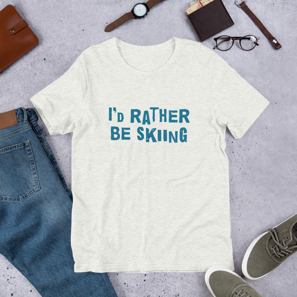 I's rather be skiing Finnish t-shirt detail - Very Finnish Problems official merchandise