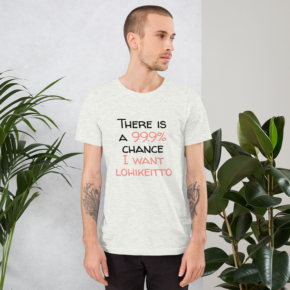 99.9. chance of lohikeitto Finnish Food T-Shirt - Finnish t-shirt from Very Finnish Problems