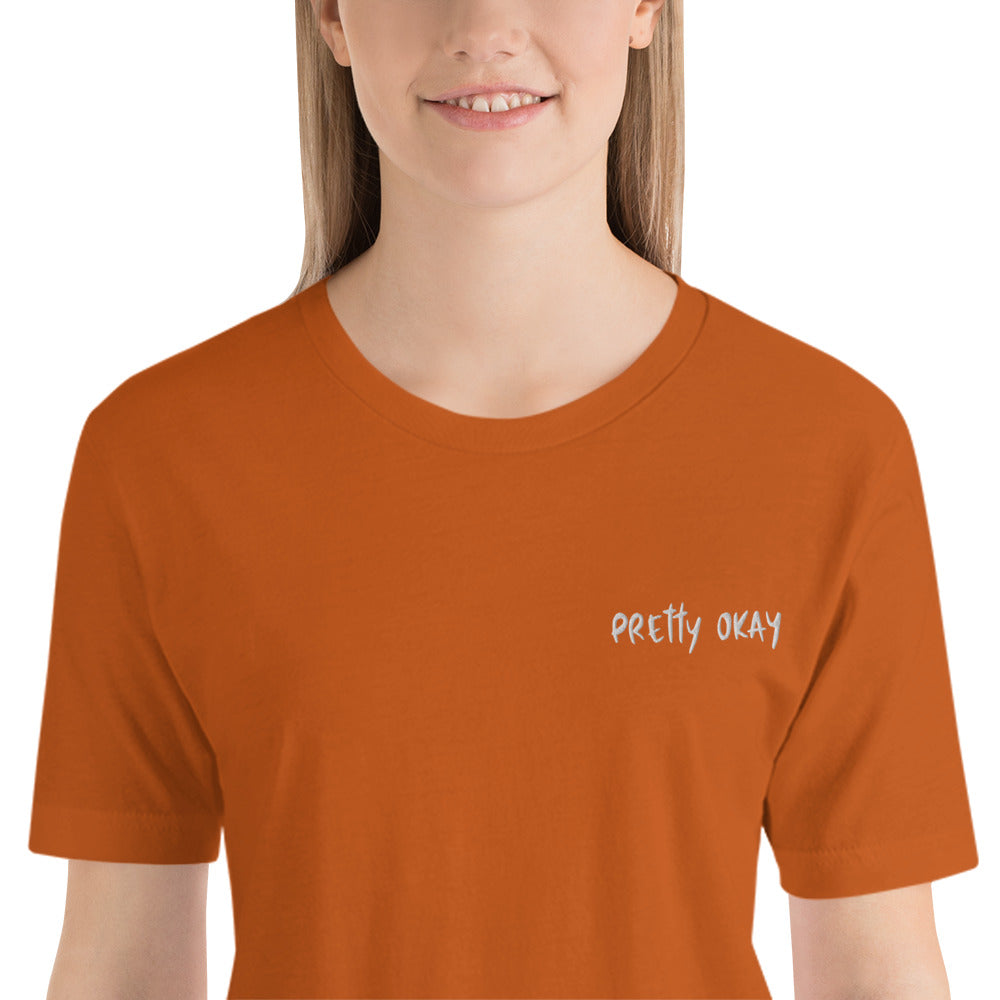 Pretty Okay Embroidered Unisex T-Shirt - Finnish t-shirt from Very Finnish Problems