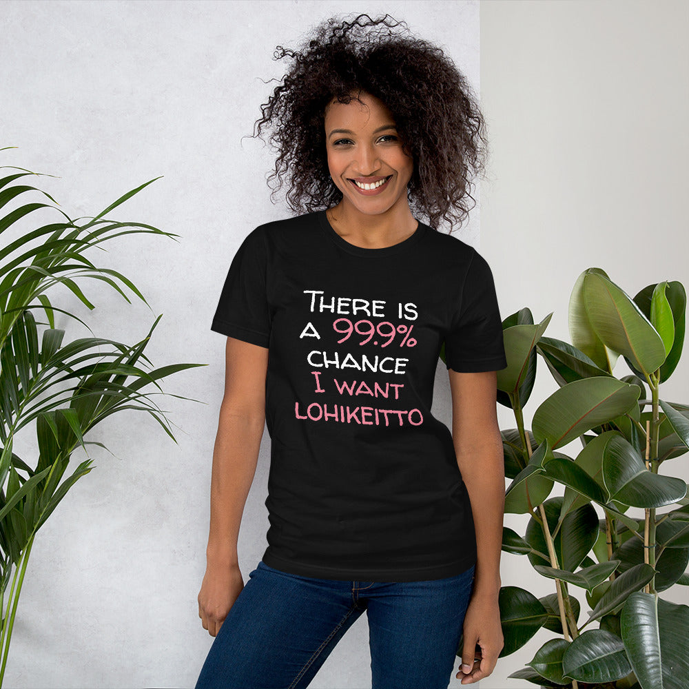 99.9. chance of lohikeitto Finnish Food T-Shirt - Finnish t-shirt from Very Finnish Problems