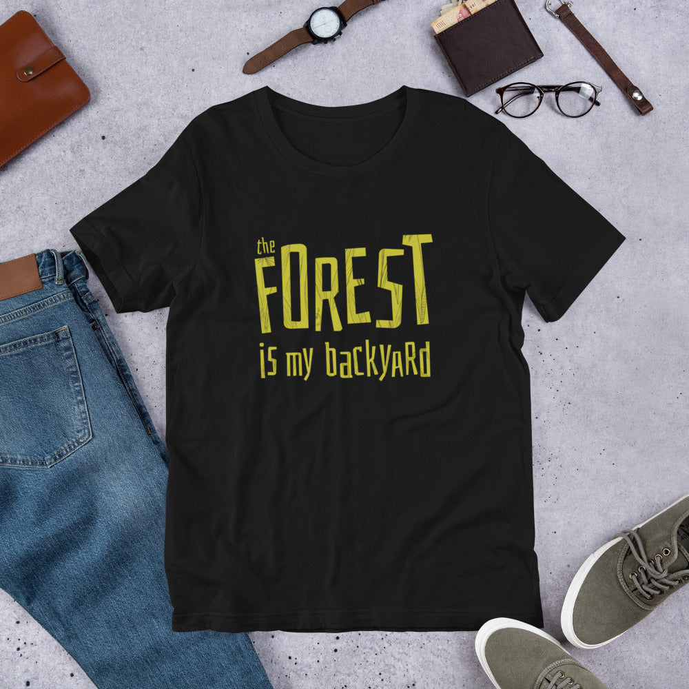 Forest is my backyard Finnish t-shirt detail - Very Finnish Problems official merchandise