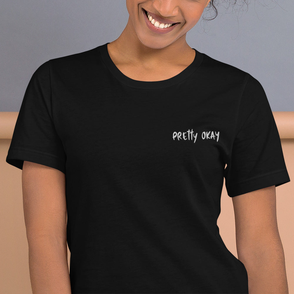 Pretty Okay Embroidered Unisex T-Shirt - Finnish t-shirt from Very Finnish Problems