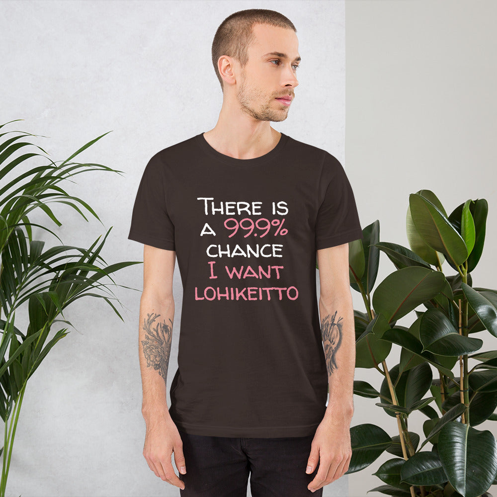 99.9. chance of lohikeitto Finnish Food T-Shirt - Finnish t-shirt from Very Finnish Problems