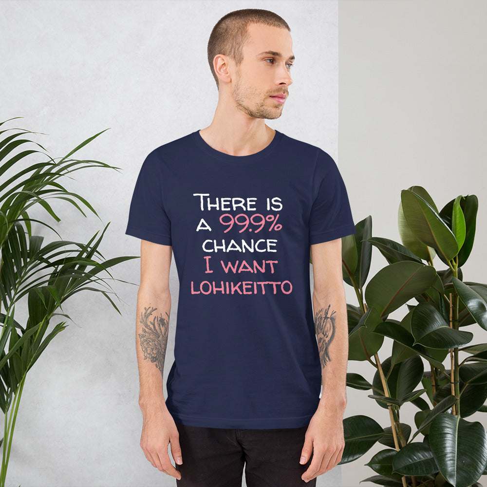 99.9. chance of lohikeitto Finnish Food T-Shirt - Finnish t-shirt from Very Finnish Problems