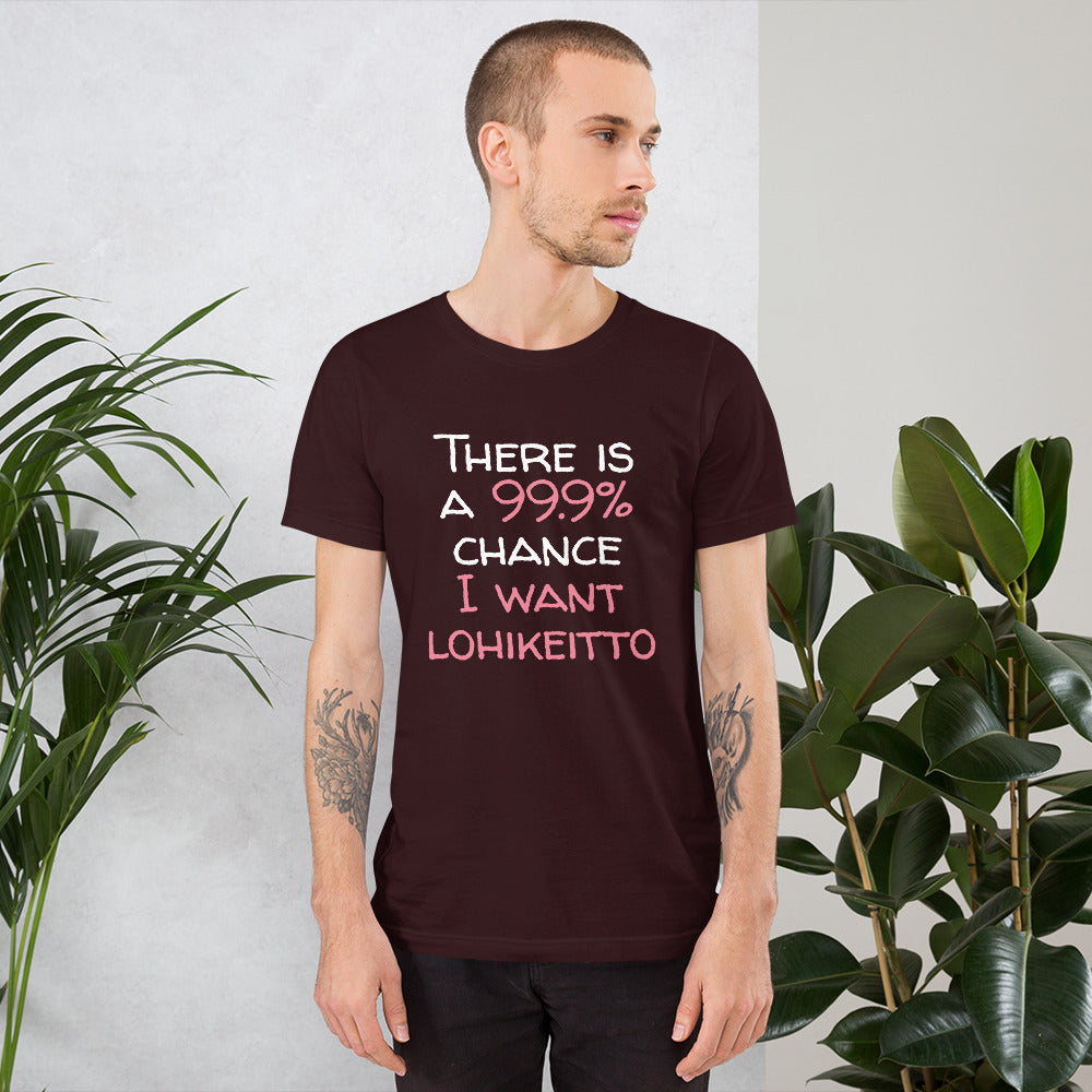 99.9. chance of lohikeitto Finnish Food T-Shirt - Very Finnish Problems official t-shirt