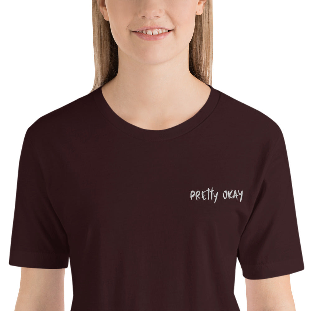 Pretty Okay Embroidered Unisex T-Shirt - Finnish t-shirt from Very Finnish Problems