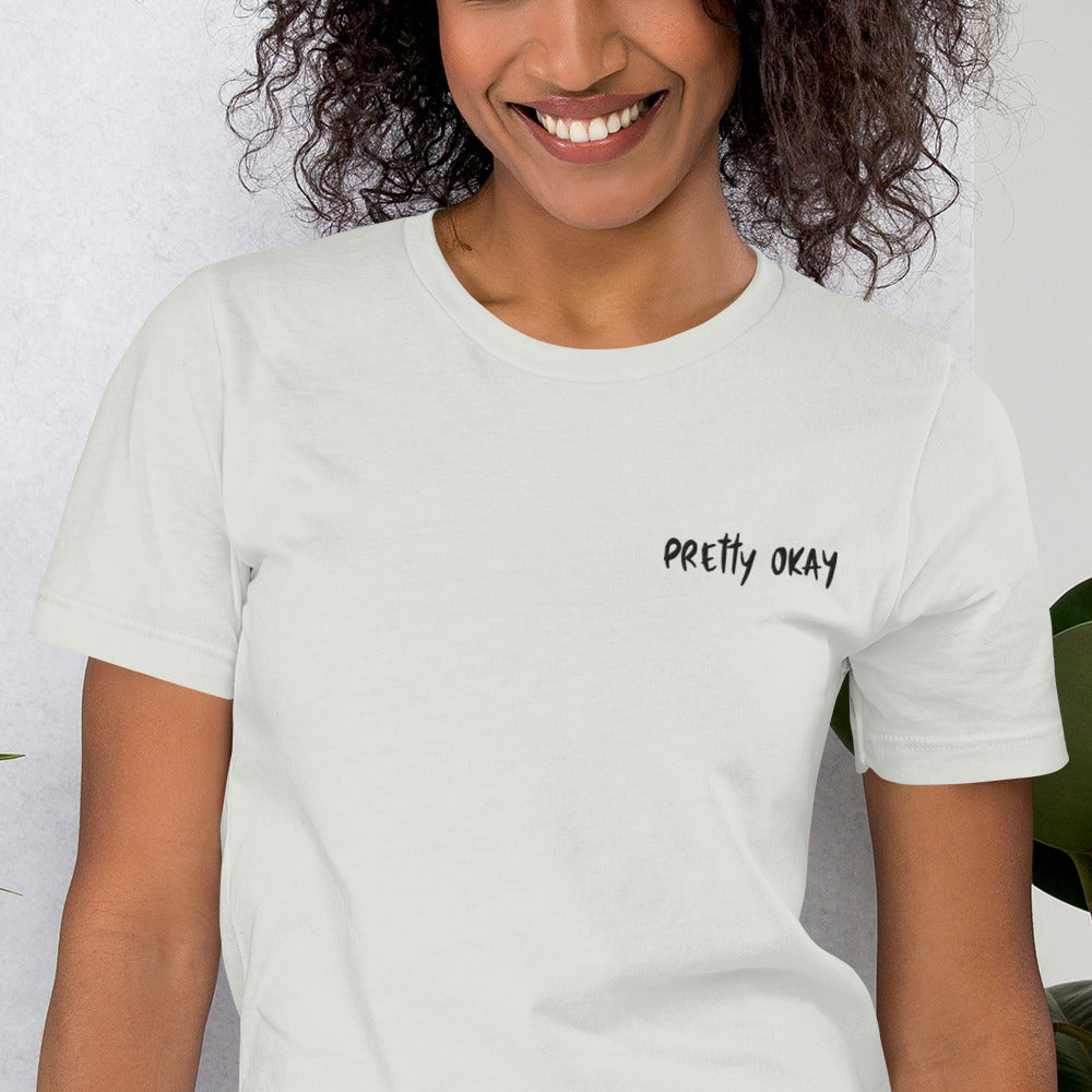 Pretty Okay Embroidered Unisex T-Shirt - Finnish t-shirt from Very Finnish Problems