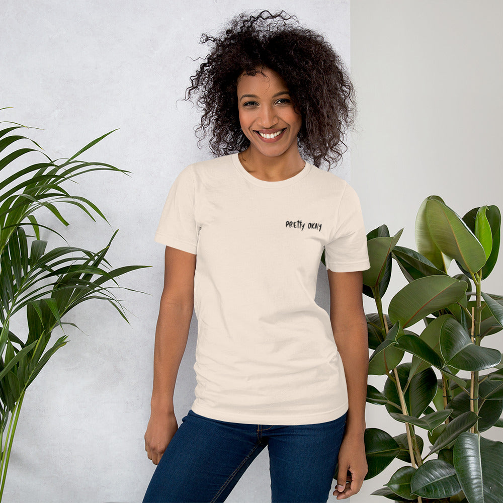 Pretty Okay Embroidered Unisex T-Shirt - Finnish t-shirt from Very Finnish Problems