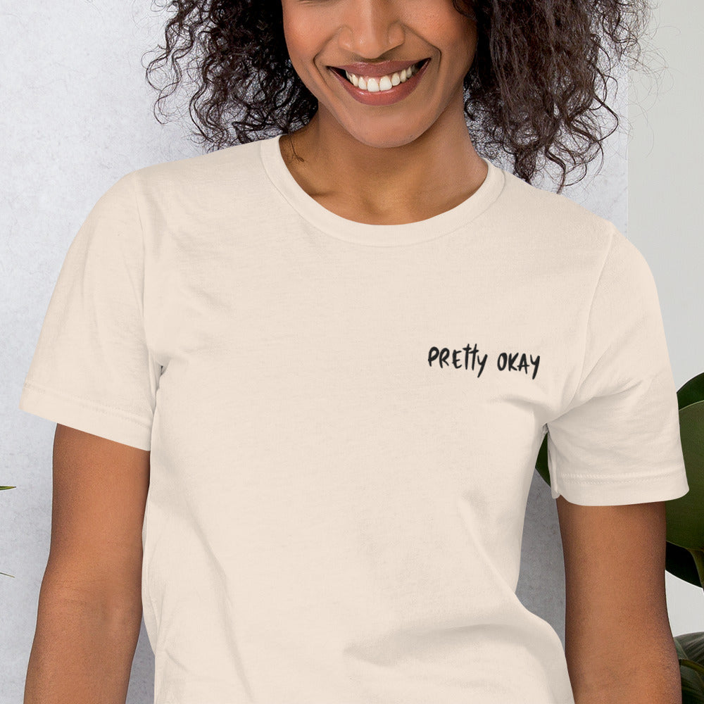 Pretty Okay Embroidered Unisex T-Shirt - Finnish t-shirt from Very Finnish Problems