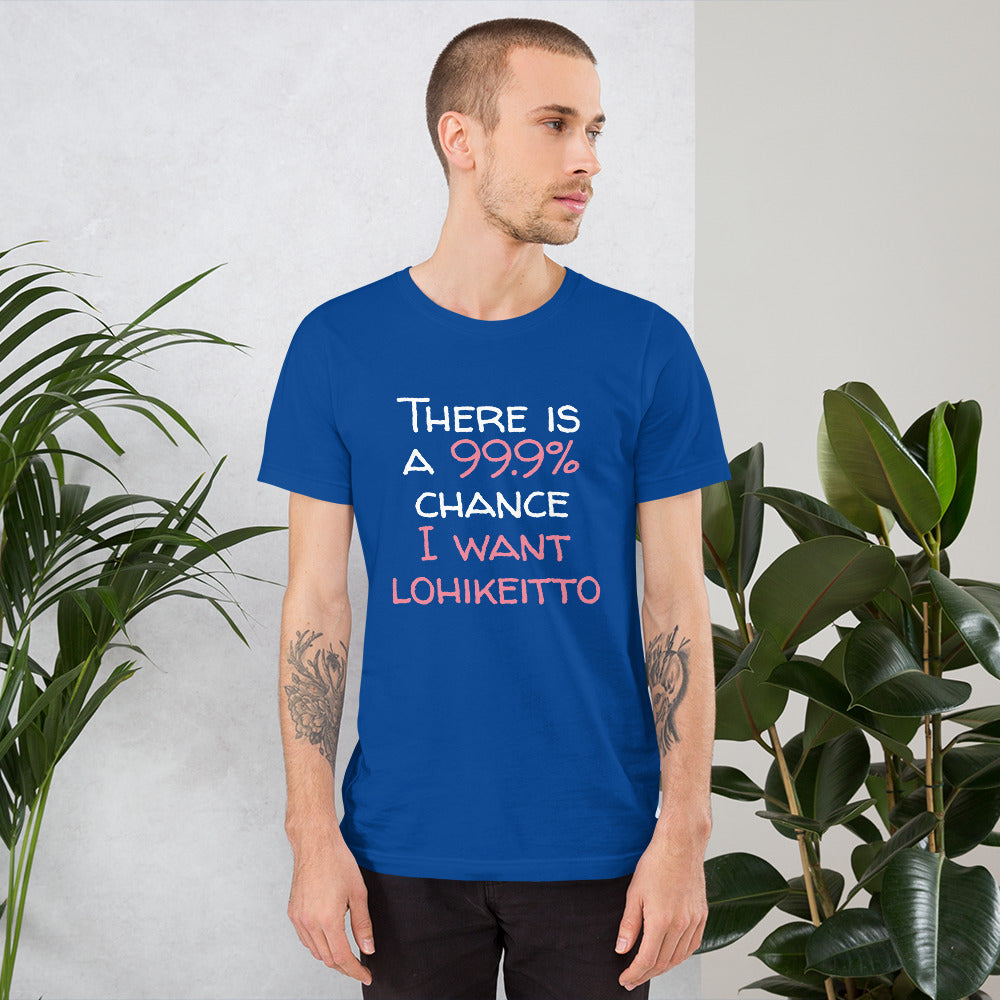 99.9. chance of lohikeitto Finnish Food T-Shirt - Finnish t-shirt from Very Finnish Problems