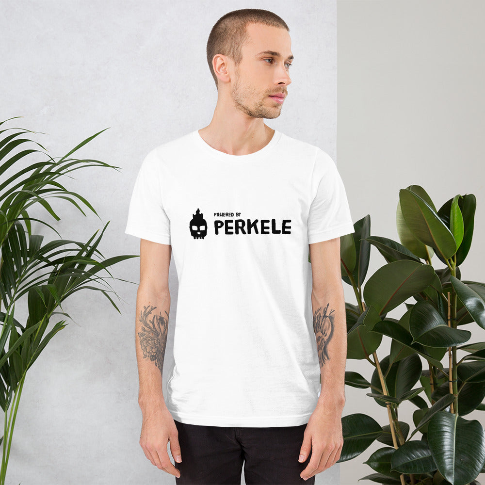Powered by perkele Unisex T-Shirt - Finnish t-shirt from Very Finnish Problems